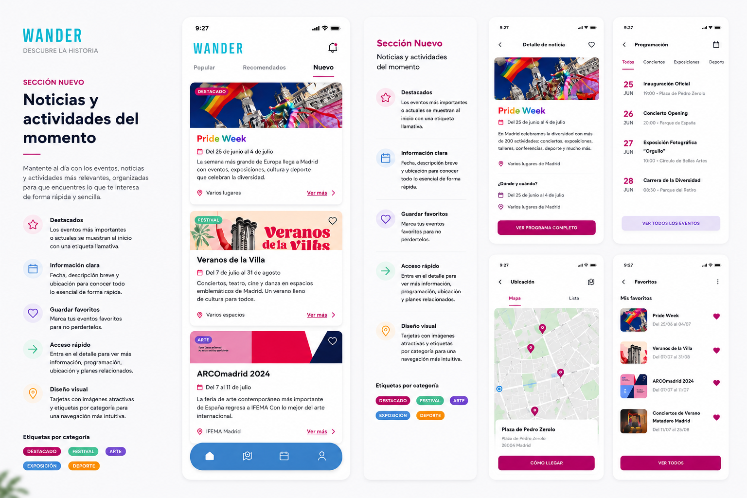 Wander — Sección Nuevo: noticias y actividades