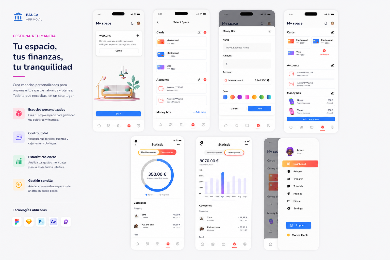 Banco Digital — Espacios personalizados y gestión de finanzas